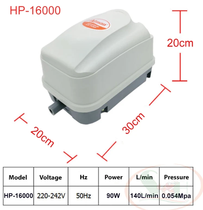 Pompe à Air Haut Débit Professionnelle ATMAN HP-16000 (150L/Min)