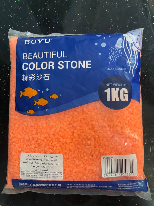 🌟 BOYU Beautiful Color Stone 1KG (2-3mm) : Le Quartz Décoratif Orange Fluo